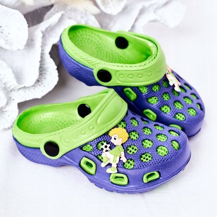 Kinder Hausschuhe aus Schaumstoff Crocs Marineblau-Grün Jupiter navy blau 1