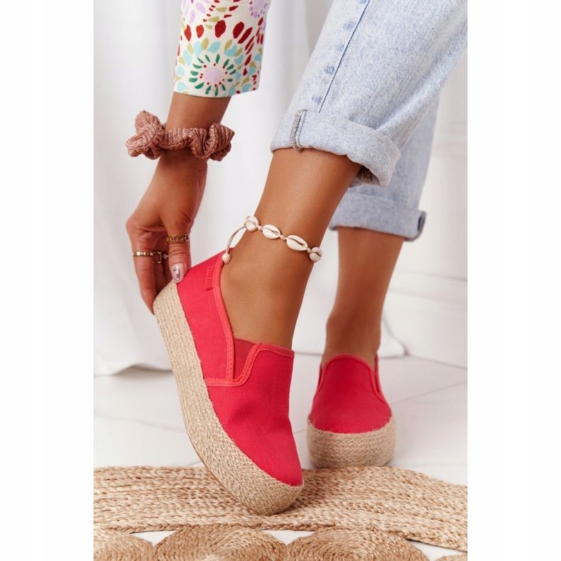 Espadrilles auf einer geflochtenen Plattform Big Star FF274149 Rot 2