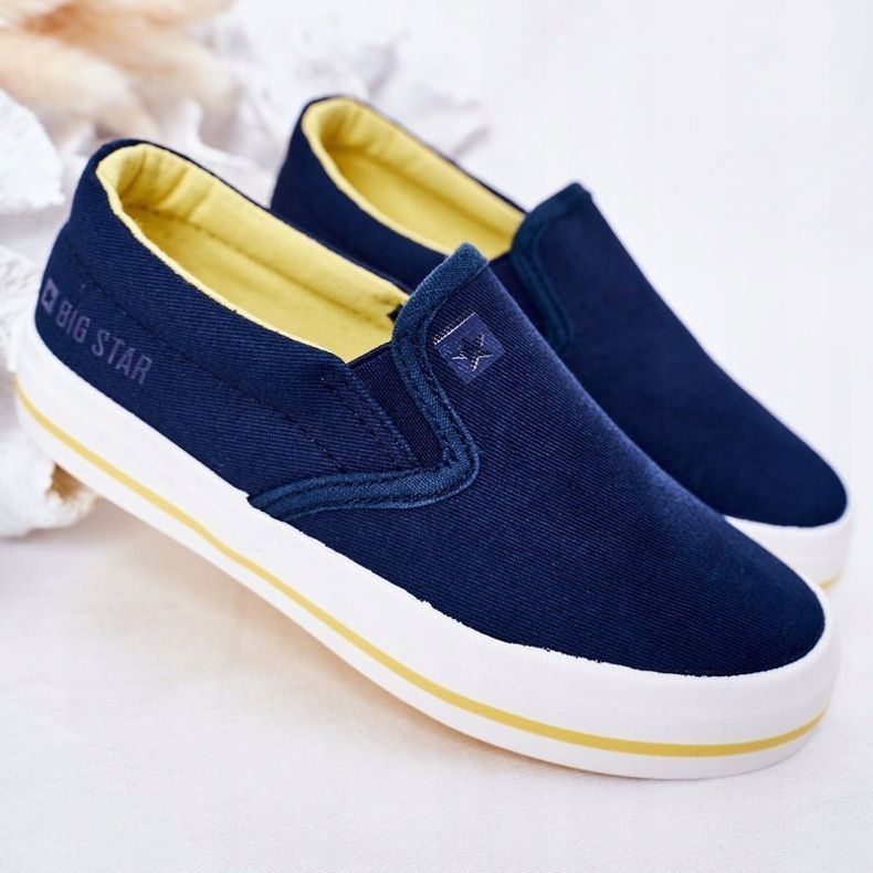 Kinder Slip-On Big Star HH374011 Marineblau Slip-On Sneakers 2