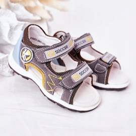 EVE Graue Fußballsandalen für Kinder mit Klettverschluss mehrfarbig 2