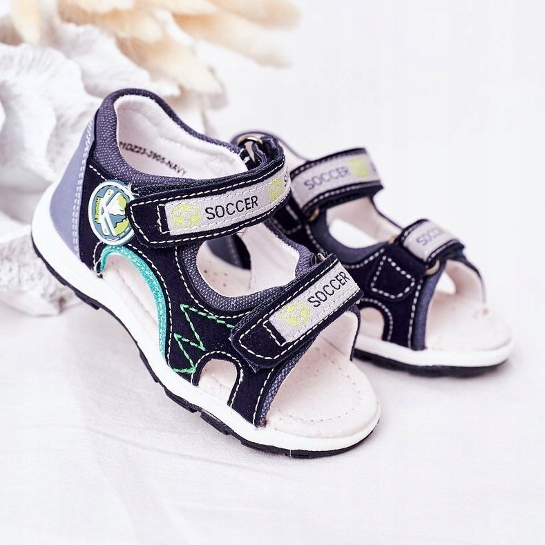 EVE Marineblaue Fußballsandalen für Kinder mit Klettverschluss mehrfarbig 1