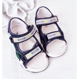 EVE Marineblaue Fußballsandalen für Kinder mit Klettverschluss navy blau mehrfarbig 2