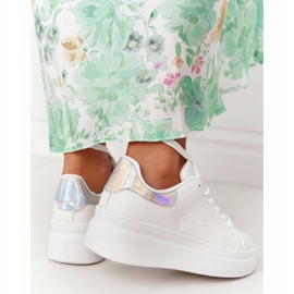 Sportschuhe Sneakers auf der Plattform Weiß und Silber Shine Bright 2