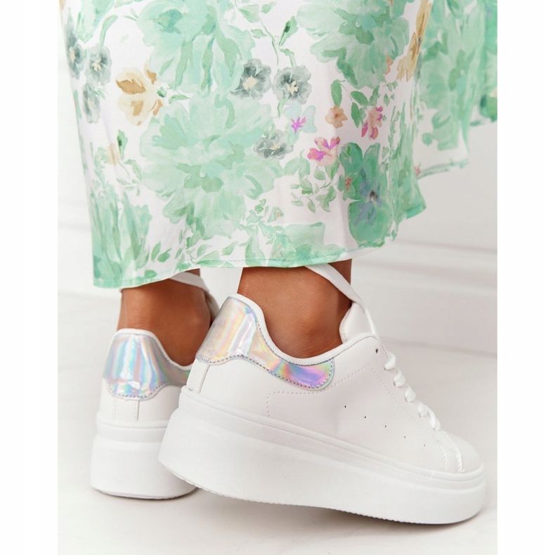 Sportschuhe Sneakers auf der Plattform Weiß und Silber Shine Bright 2