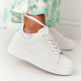 Sportschuhe Sneakers auf der Plattform Weiß und Silber Shine Bright 1