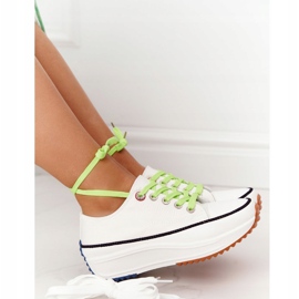 NEWS Sneakers für Damen auf der Plattform White Electric Love weiß grün 5