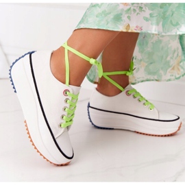 NEWS Sneakers für Damen auf der Plattform White Electric Love weiß grün 3