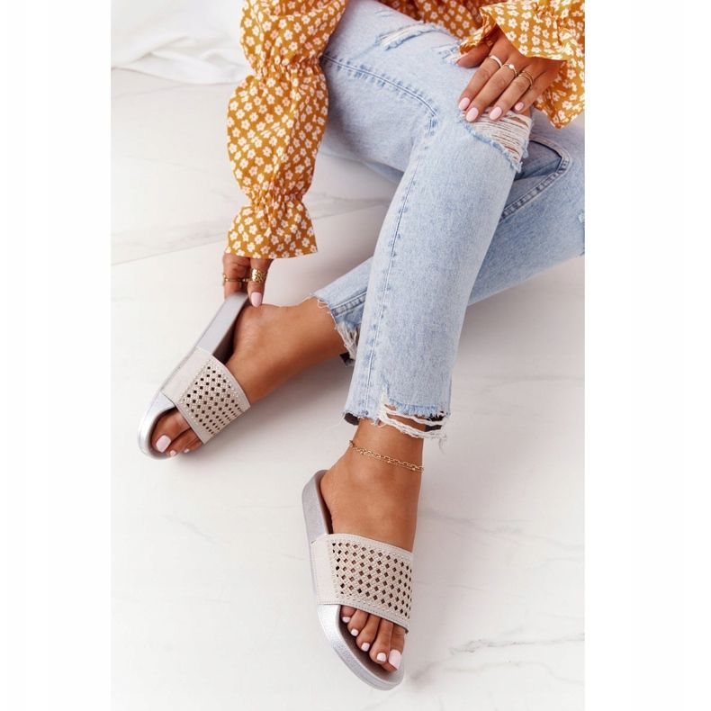 EVE Graue Tonya Pailletten Gummi Hausschuhe 1