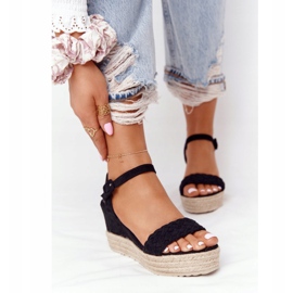 PS1 Schwarze Balearen-Keilsandalen 2