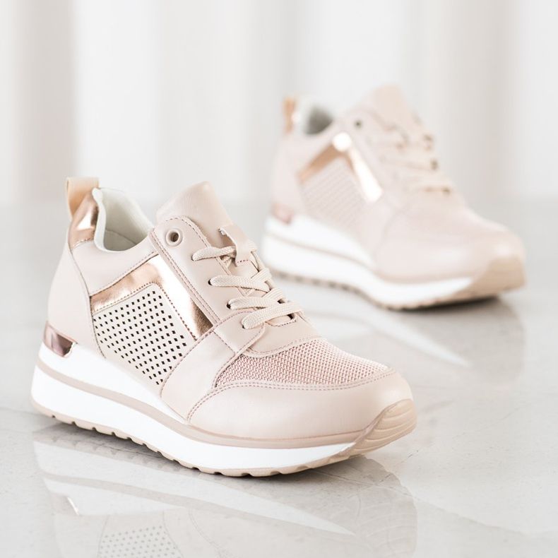 SHELOVET Stylische Sneaker mit Glitzer rosa 1