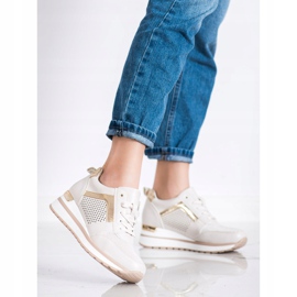 SHELOVET Stylische Sneaker mit Glitzer beige 1