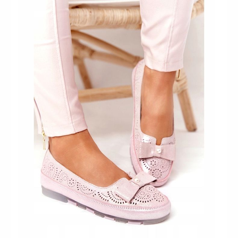 Rio Flore Leder Umweltfreundliche Ballerinas Rosa 4