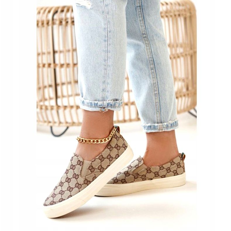 Damen Logged Sneakers Slip-On Khaki Challenge beige braun 4