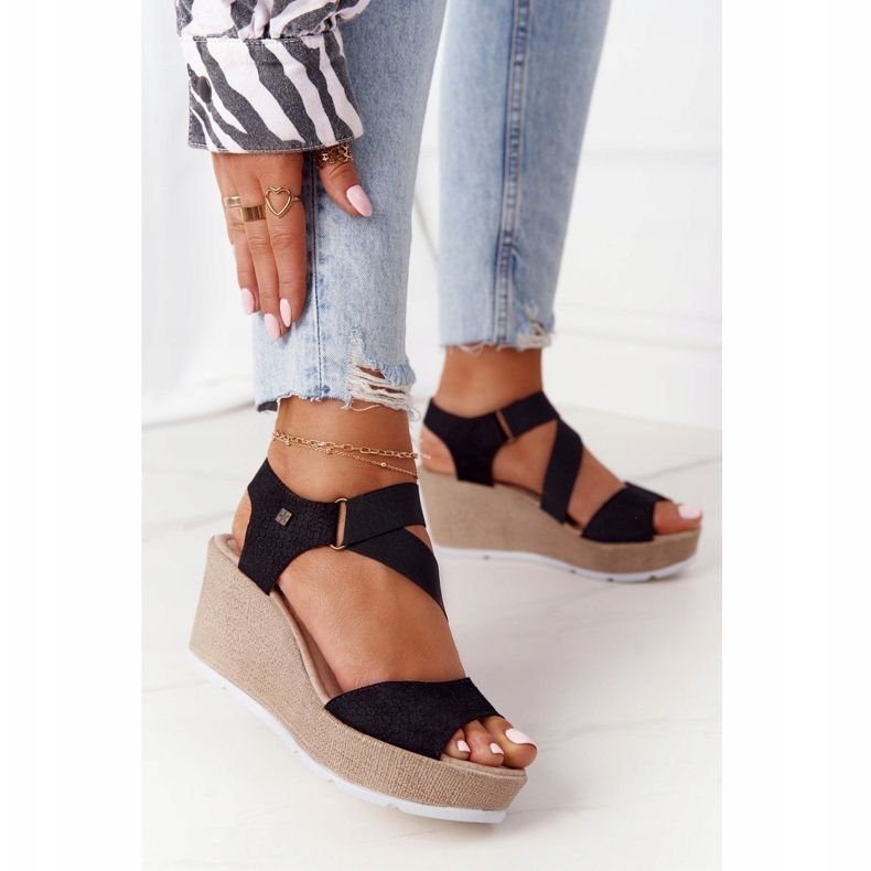 Leder Keilsandalen Big Star FF276016 Schwarz 1