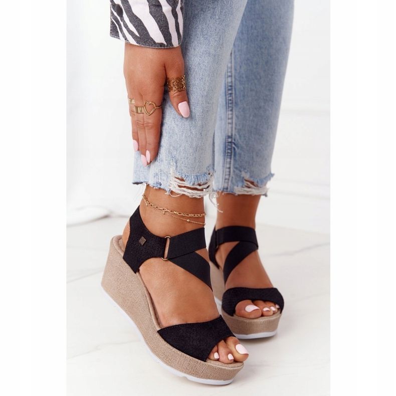 Leder Keilsandalen Big Star FF276016 Schwarz 2