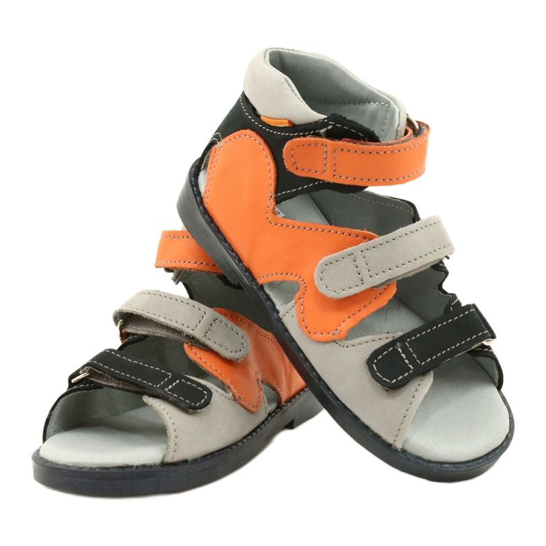 Mazurek Ledersandalen hohe präventive Jungen 291 Grauorange 3