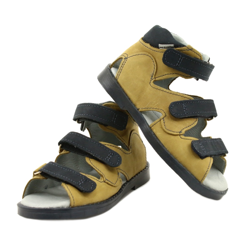 Mazurek Ledersandalen hoch präventiv 291 Grauorange 3