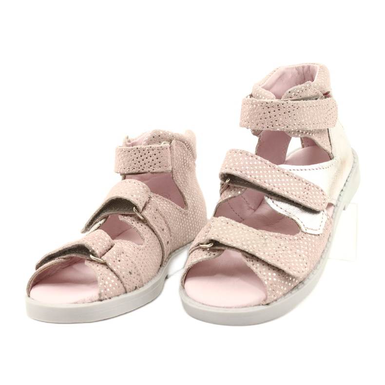 Hohe präventive Sandalen Mazurek 291, Rosa und Silber 1
