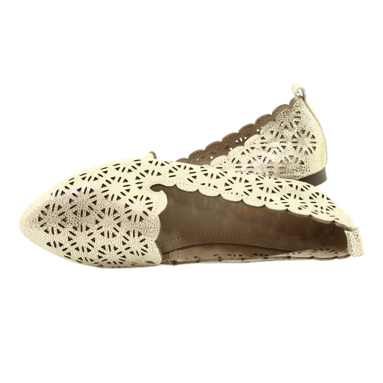 Goldene durchbrochene Ballerinas Filippo DP2039 GO beige 4