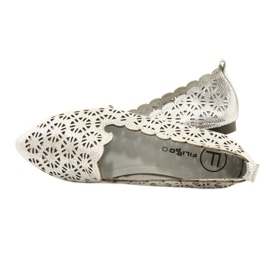 Silberne durchbrochene Ballerinas Filippo DP2039 SI grau 4