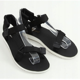 Schwarze N-67 Schwarze Sportsandalen mit Klettverschluss 1