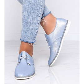 Blau glänzende durchbrochene Grand Street Schuhe 1