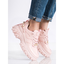 SHELOVET Rosa Sneaker mit Perlen 2
