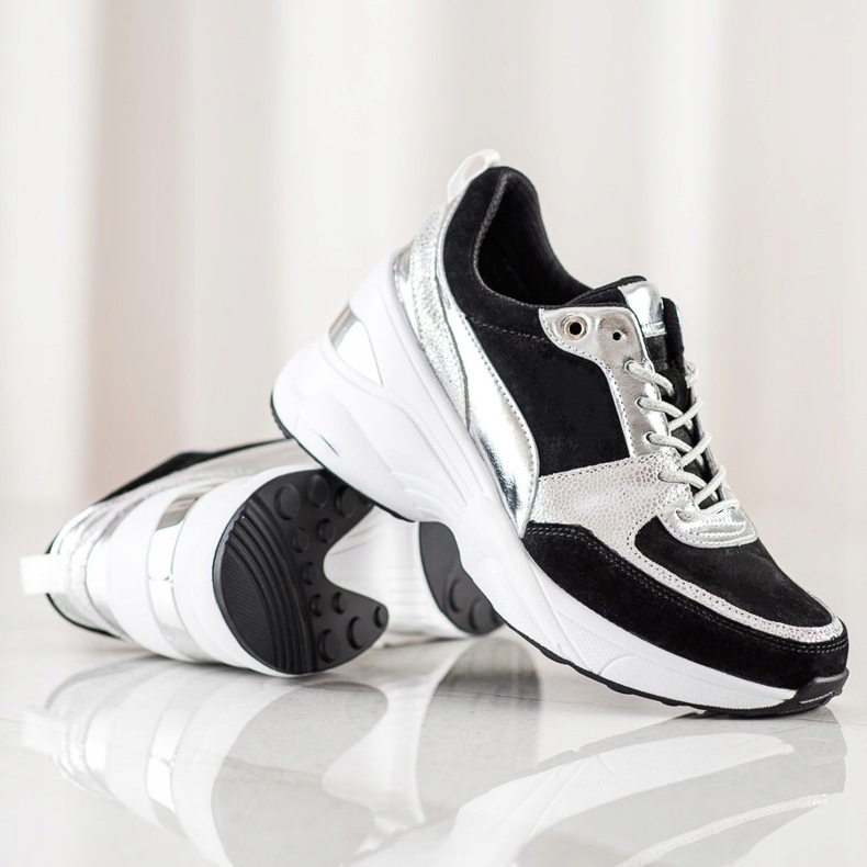 Filippo Sneakers aus Leder mit Keilabsatz schwarz 1