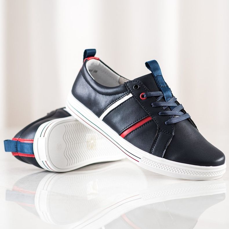 Filippo Klassische Sportlederschuhe navy blau 1