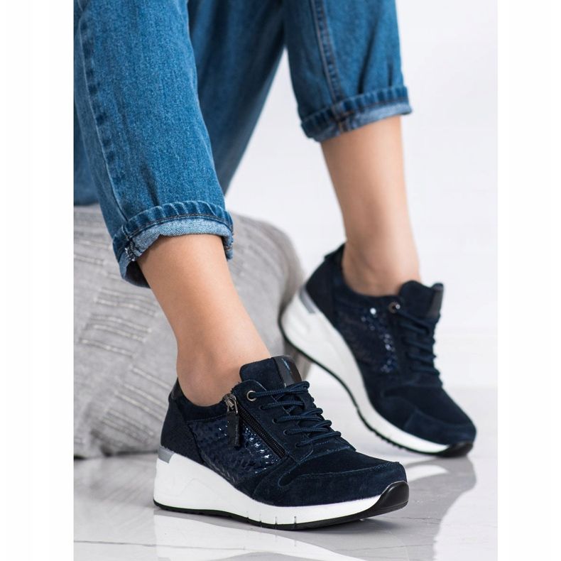 Filippo Marineblaue Ledersneaker 1