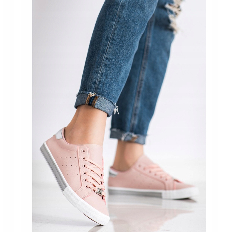 SHELOVET Niedrige Sneakers mit Öko-Leder rosa 2