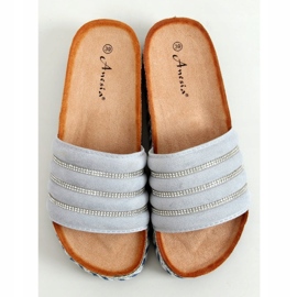 Blaue N-96 Blaue Pantoffeln auf der verzierten Sohle 1