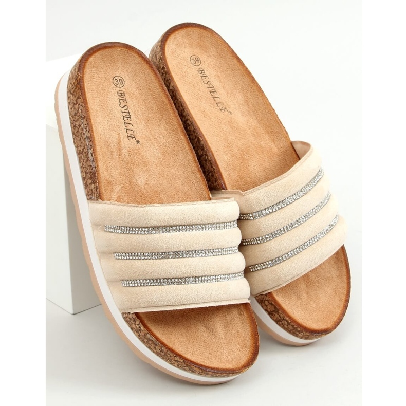 Beige Kork Hausschuhe LS018 Beige 1