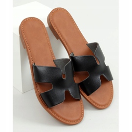 Schwarze Damen 55-2 Schwarze Hausschuhe 1