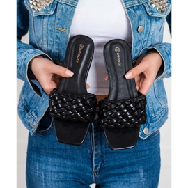 Goodin Geflochtene Hausschuhe aus Öko-Leder schwarz 2