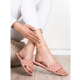 Goodin Geflochtene Hausschuhe aus Öko-Leder rosa 2