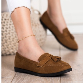 SHELOVET Lässige Loafer mit Fransen braun 1