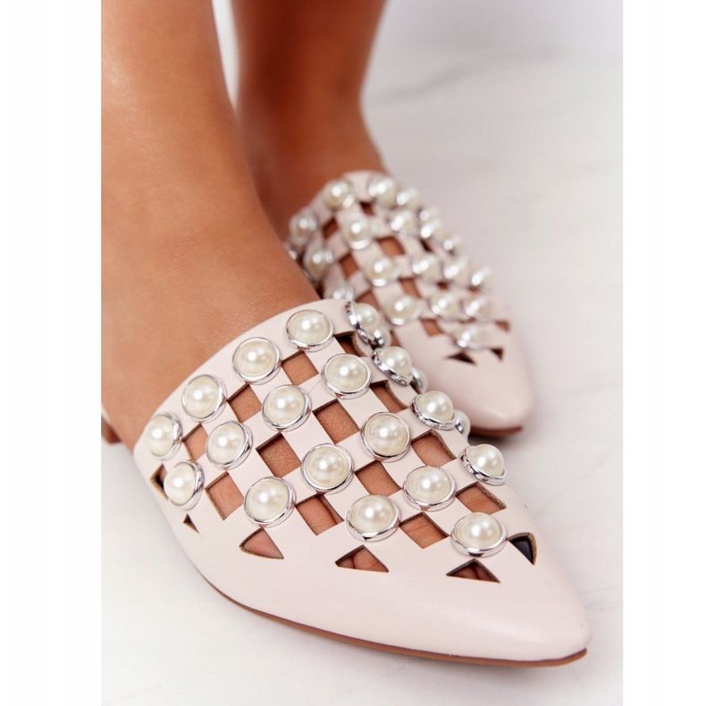 PS1 Beige Ripple Hausschuhe mit Obermaterial und Perlen 1