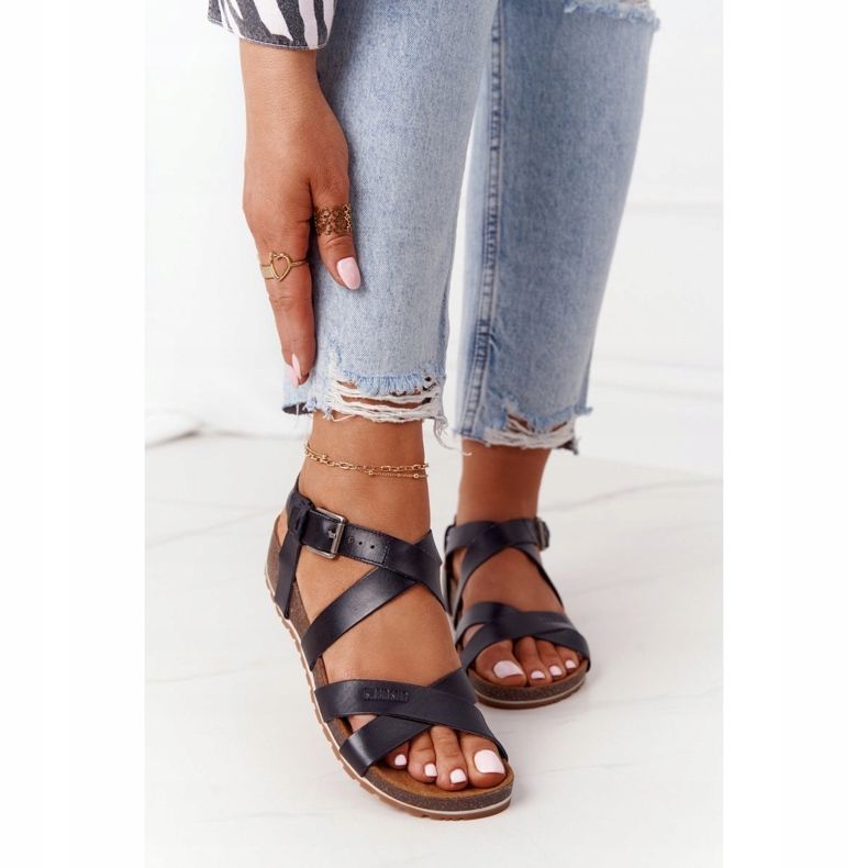 Schwarze Sandalen mit Korksohle Big Star DD274A009 1