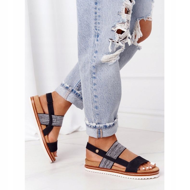 EVE Sandalen mit silberner Manschette Schwarz Almeria 2