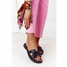 EVE Hausschuhe aus Leder mit Zirkonia Schwarz Modena 2