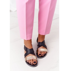 Gerippte Sandalen in Gold und Schwarz 2