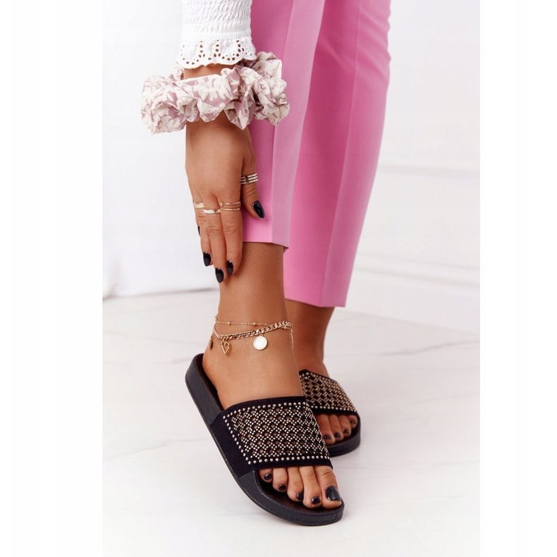 EVE Schwarze Tonya Hausschuhe aus Gummi mit Pailletten 1