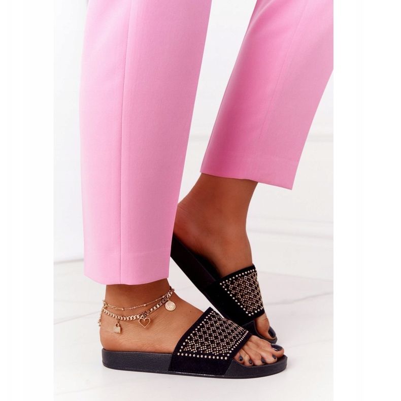 EVE Schwarze Tonya Hausschuhe aus Gummi mit Pailletten 2