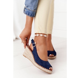 PG1 Las Palomas Keilsandalen mit Zöpfen beige marineblau 2