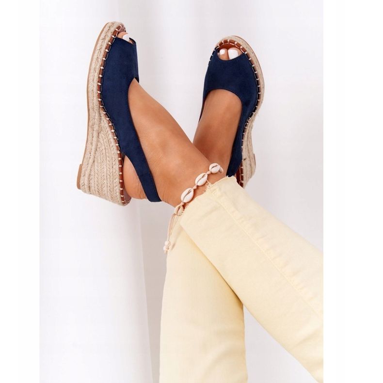 PG1 Las Palomas Keilsandalen mit Zöpfen beige navy blau 1