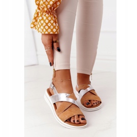 Wildledersandalen Sergio Leone SK039 Beige und Silber silber- 2