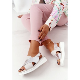 Slip-On Sandalen On The Sergio Leone SK029 Plateau Weiß-Silber 1