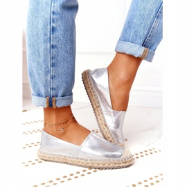 Leder-Espadrilles auf geflochtener Sohle Big Star HH274504 Silber 1