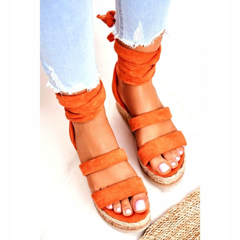 FS1 Damen Sandalen auf der Plattform Gebunden Orange La Favourite 4